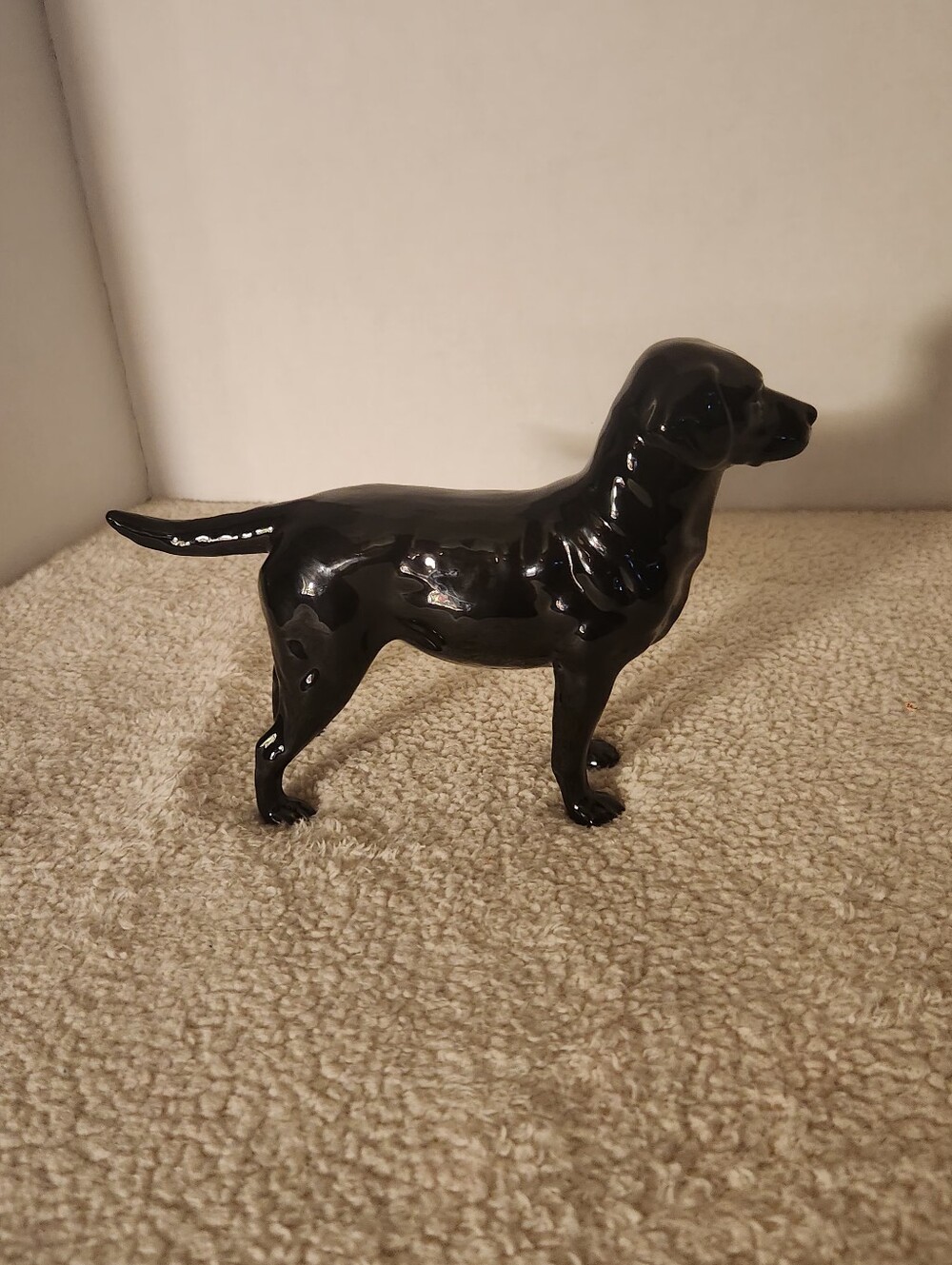 Black Ceramic Dog Figurine - Decorative Pet Statue